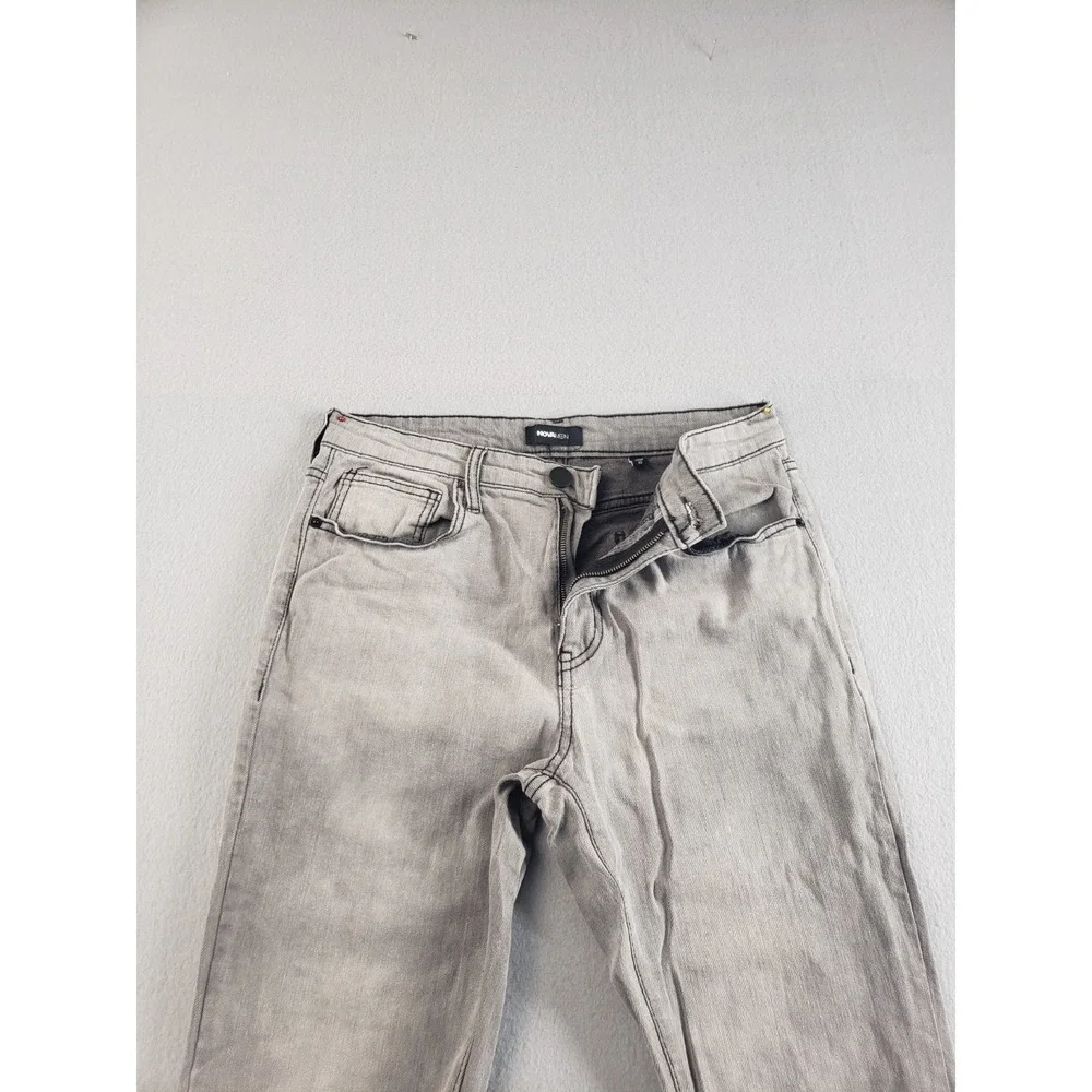 Nova Men Jean 32 Gray Denim Slim Fit Acid Wash Mid Rise Stretch 5 Pocket Design